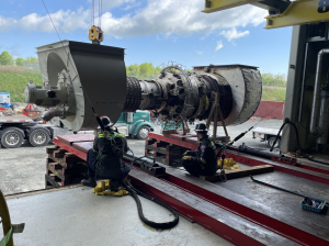 Rigging out an existing 25,000 lb. turbine and replacing it with a new one.